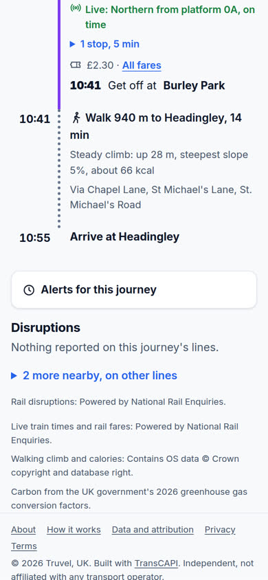 Alerts for this journey