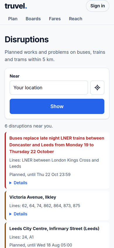 Disruptions near you