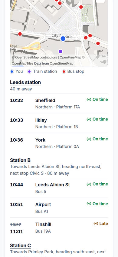 More stops nearby