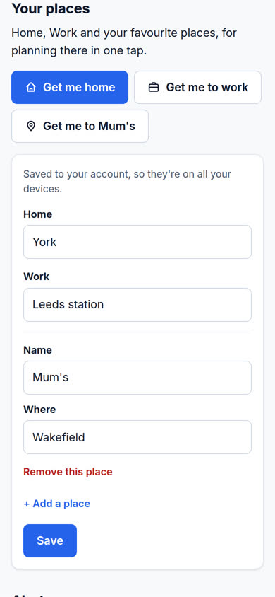 Your places, on your account
